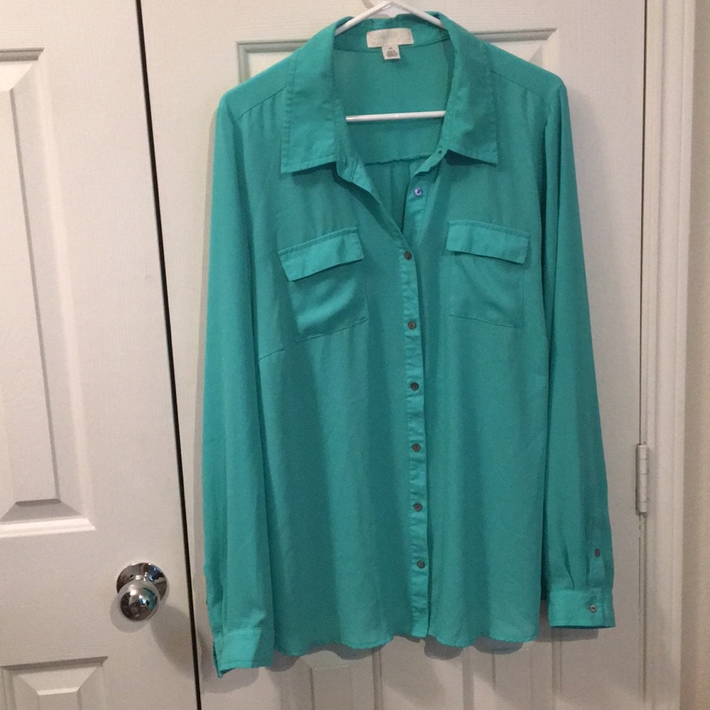 Bright mint sheer shirt
